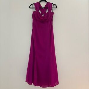 VTG JESSICA MCCLINTOCK GUNNE SAX 80s 90s Prom Formal Strappy Rosette Maxi Dress